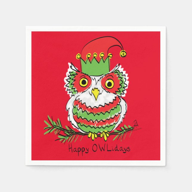 Owl Funny Christmas Cute Kids Napkin (Front)