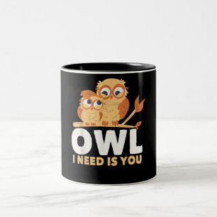 Owl Gift Great Cute Owl Bird Lovers Two-Tone Coffee Mug