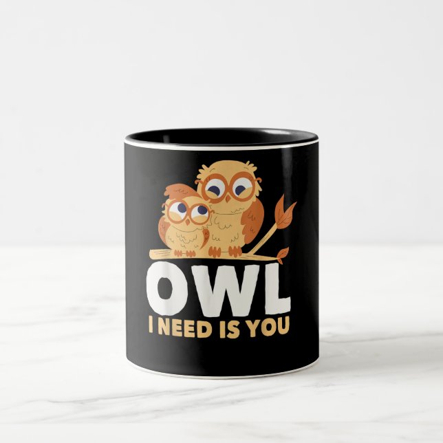 Owl Gift| Great Cute Owl Bird Lovers Two-Tone Coffee Mug (Center)