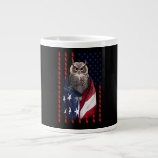 Owl Gift | Owl Cool Flag Usa Large Coffee Mug