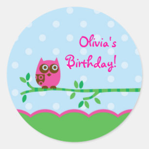 Owl Girl Favour Sticker