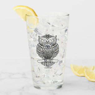Owl - Glass Cup (black)