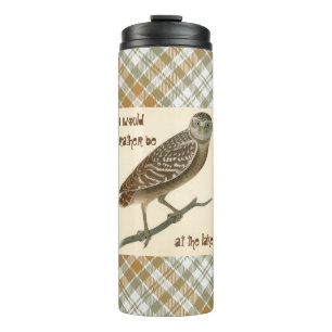 Owl Gold Green Plaid Thermal Tumbler