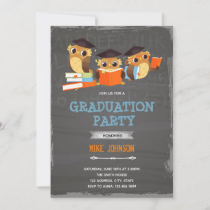 Owl graduation party invitation
