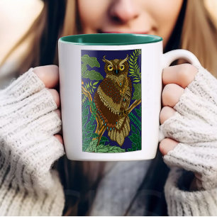 Owl Green Forest Leaves Mug