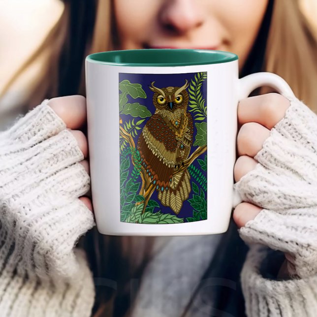 Owl Green Forest Leaves Mug (Creator Uploaded)