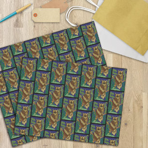 Owl Green Forest Leaves Tissue Paper