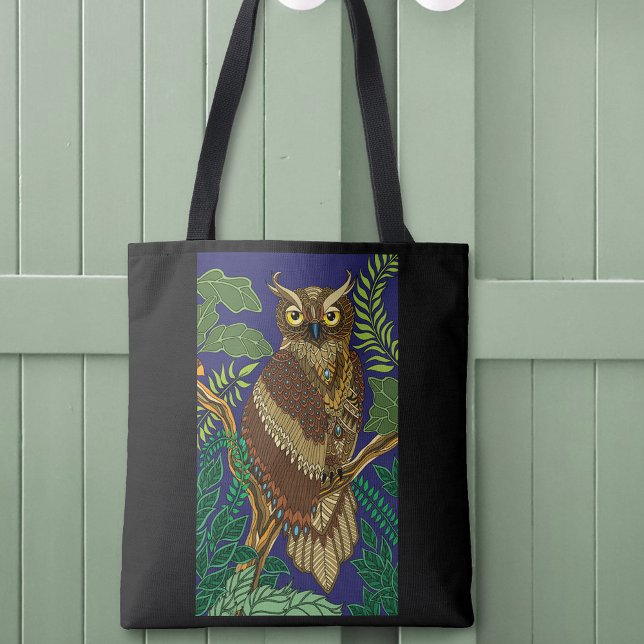 Owl Green Forest Leaves Tote Bag (Creator Uploaded)