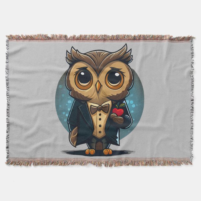 Owl Groom in Love: Perfect Valentine's Day Gift Throw Blanket (Front)