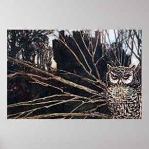 Owl Halloween Creepy Poster