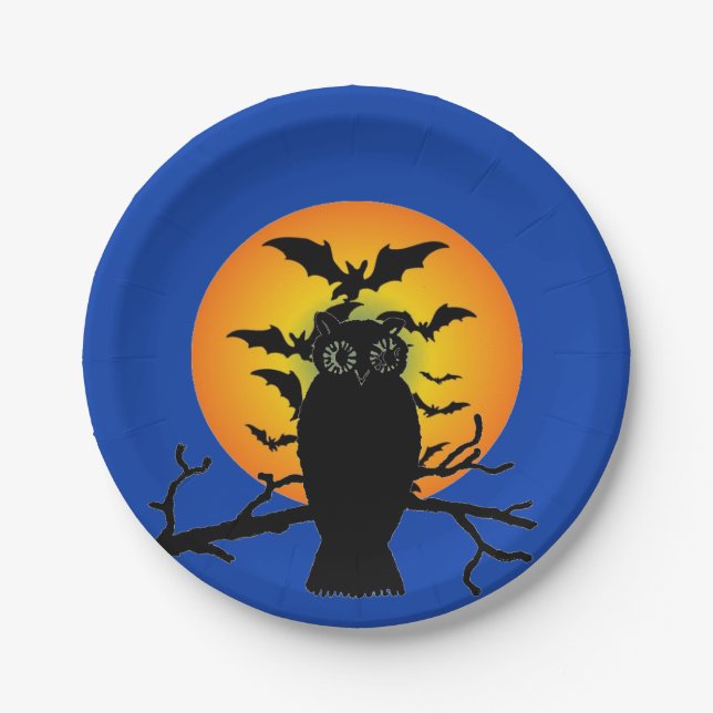 Owl Halloween Paper Plates (Front)