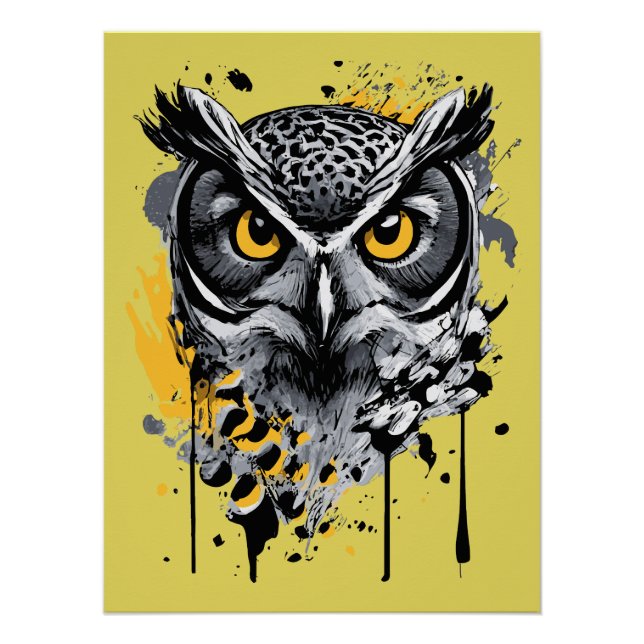 Owl Head - Owl Poster - Cute Owl Poster  (Front)
