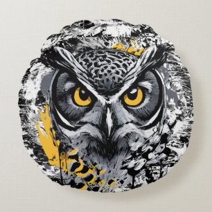 Owl Head - Owl Round Pillow - Cute Owl Pillow