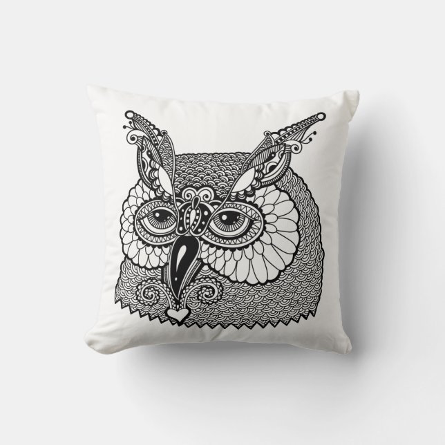Owl Head Zendoodle Cushion (Front)
