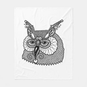 Owl Head Zendoodle Fleece Blanket