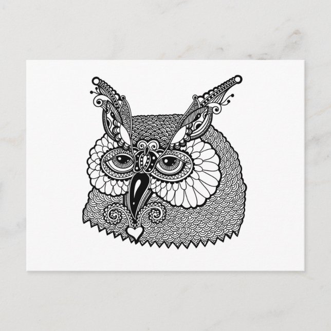 Owl Head Zendoodle Postcard (Front)