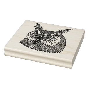 Owl Head Zendoodle Rubber Stamp