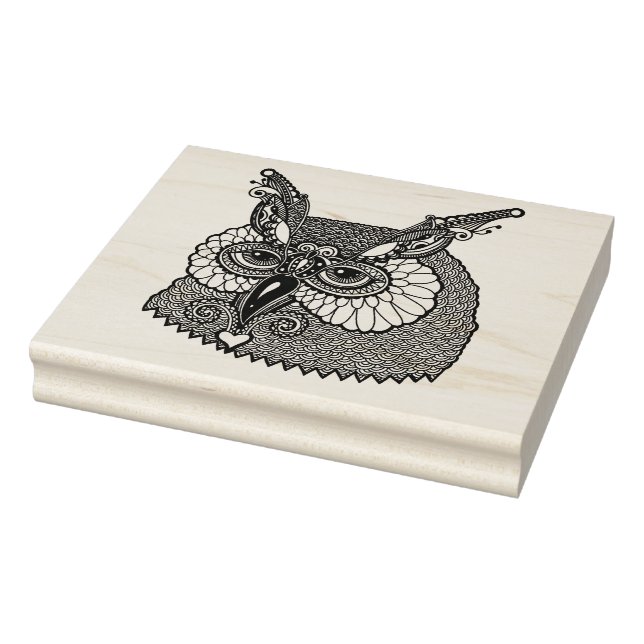 Owl Head Zendoodle Rubber Stamp (Stamp)