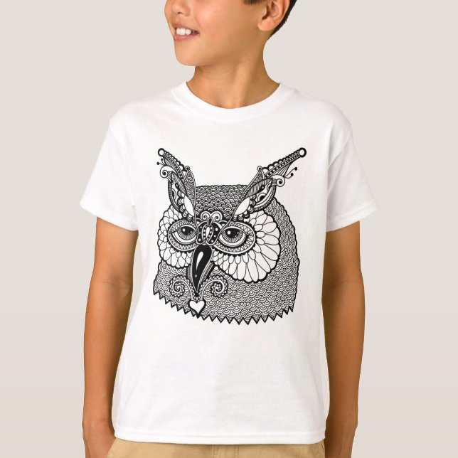 Owl Head Zendoodle T-Shirt (Front)