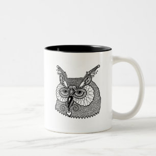 Owl Head Zendoodle Two-Tone Coffee Mug