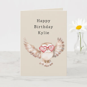 Owl Heart Glasses Birthday Card
