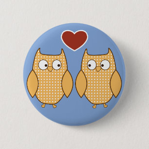 Owl heart love 6 cm round badge