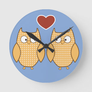 Owl heart love kids room decor round clock