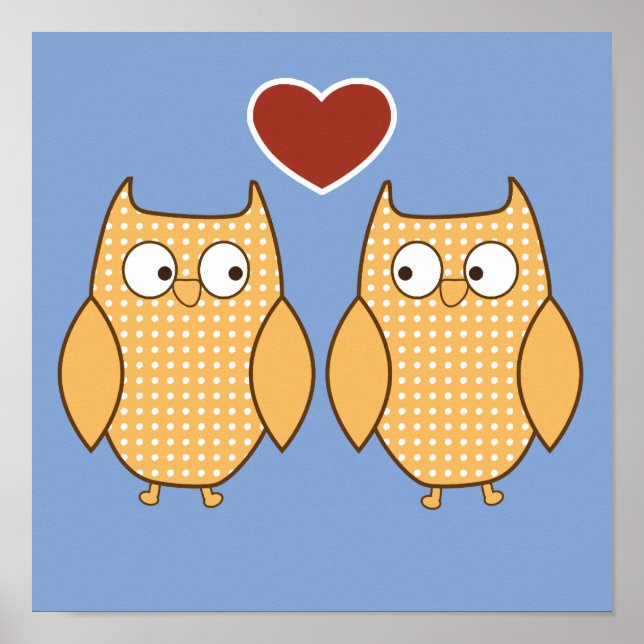 Owl heart love kid's room poster (Front)