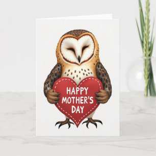 Owl Heart Mothers Day Illustration Card