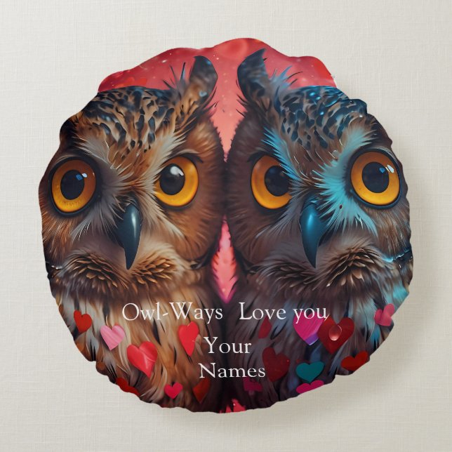 Owl Heart Round Pillow (Back)