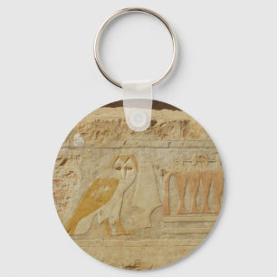 Owl Hieroglyph Detail, Hatshepsut Temple, Egypt Key Ring