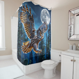 Owl hunting shower curtain