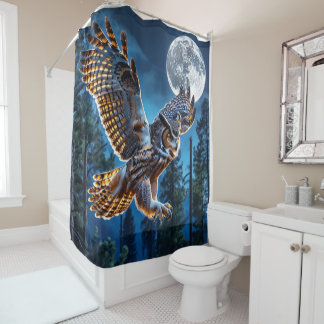 Owl hunting shower curtain