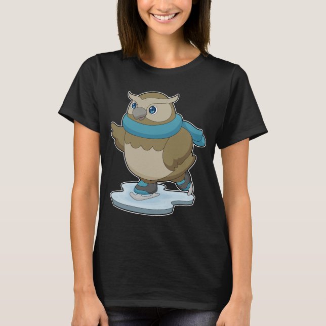 Owl Ice skating Ice skates T-Shirt (Front)