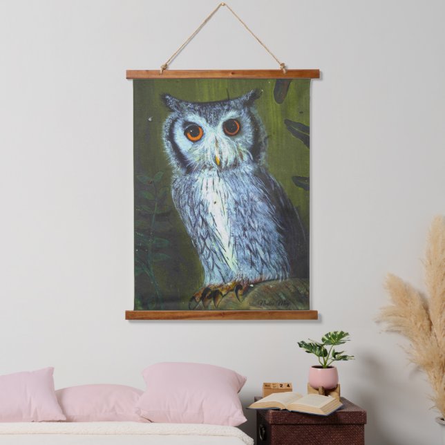 Owl illustration in acrylic hanging tapestry (Bedroom)