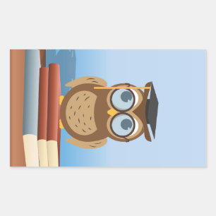 Owl illustration rectangular sticker
