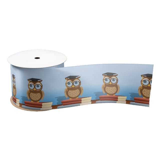 Owl illustration satin ribbon (Spool)