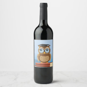 Owl illustration wine label