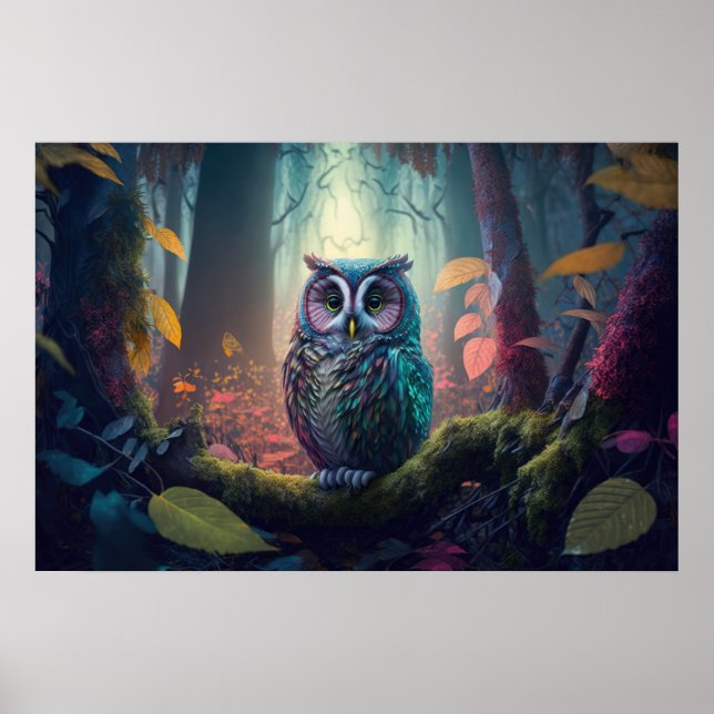 Owl in a Forest Poster (Front)