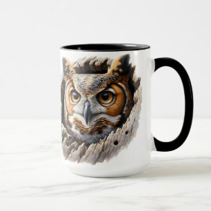 Owl in a tree hole mug