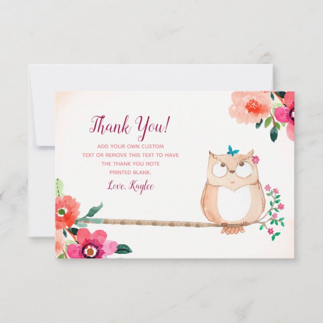 Owl in a Tree Thank You Cards (Front)