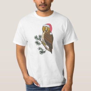 owl in christmas hat tshirt