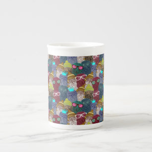 Owl in crown bone china mug