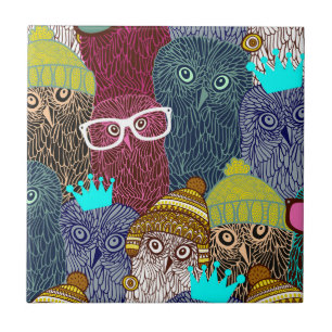 Owl in crown ceramic tile