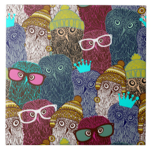 Owl in crown ceramic tile