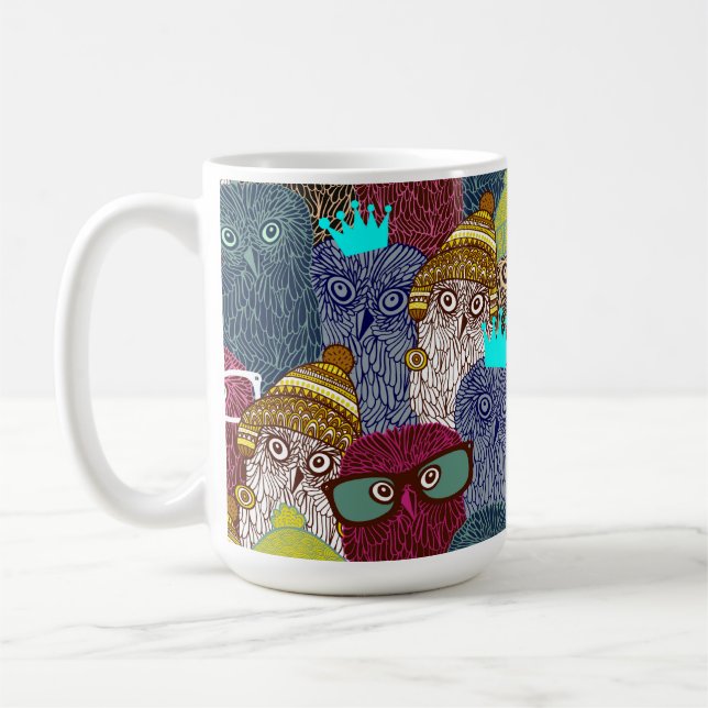 Owl in crown coffee mug (Left)