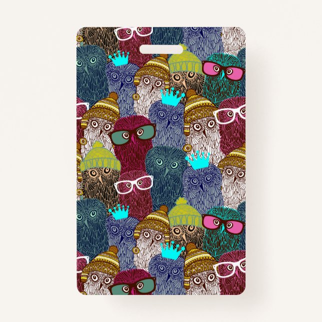 Owl in crown ID badge (Front)