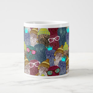 Owl in crown large coffee mug