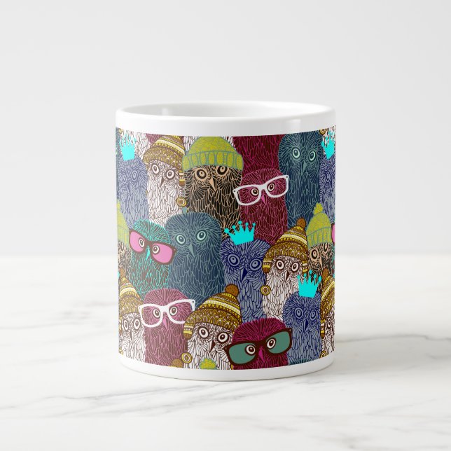 Owl in crown large coffee mug (Front)