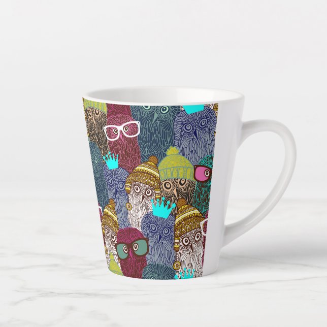 Owl in crown latte mug (Right)